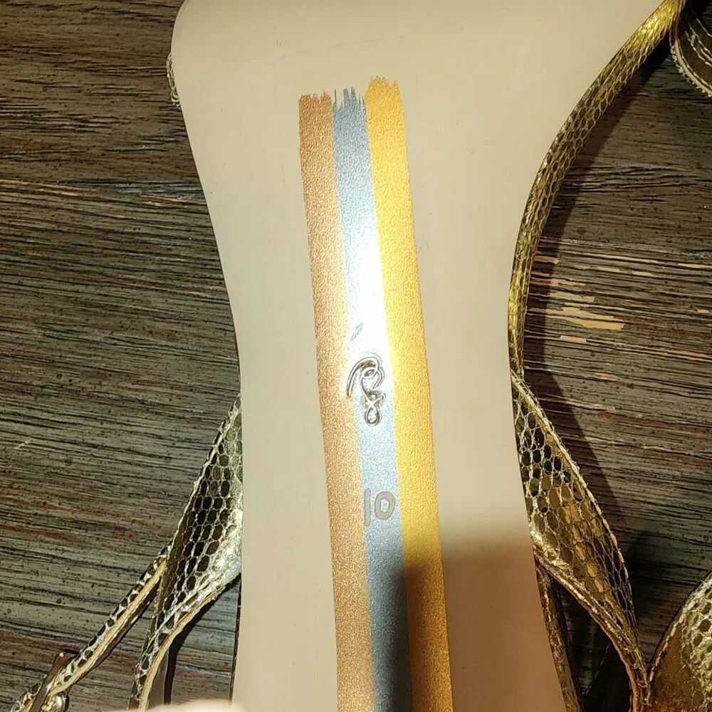 SAM EDELMAN Gemmie Strappy Stiletto Dress Sandals AMBER GOLD METALLIC 10M - Picture 8 of 13